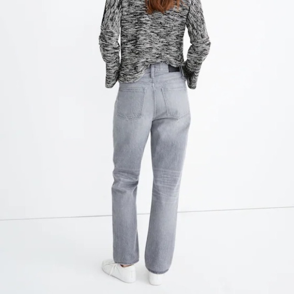 Madewell The Dadjean Pale Light Grey Straight Leg Cotton Baggy Jeans Size 25